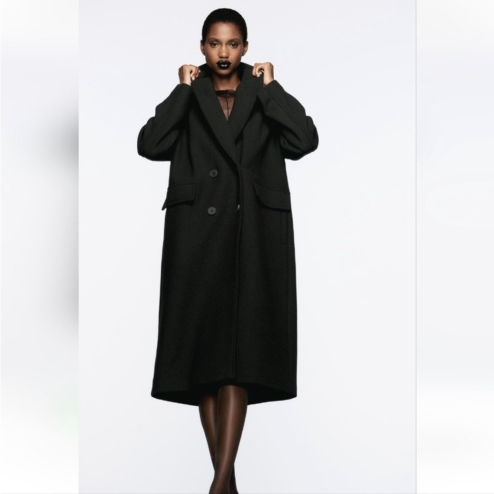 ZARA Oversized Coat Black Size S